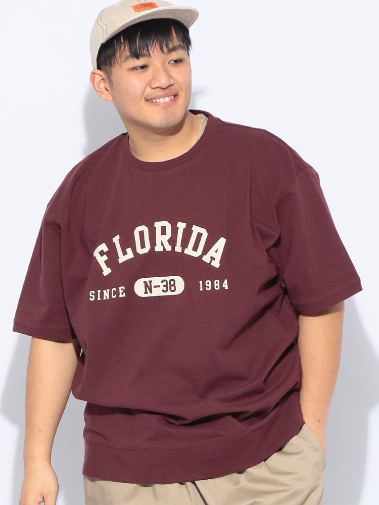 Tシャツ 半袖 メンズ 大きいサイズ 綿麻 フロントプリント クルーネック トップス コットン リネン 春 夏