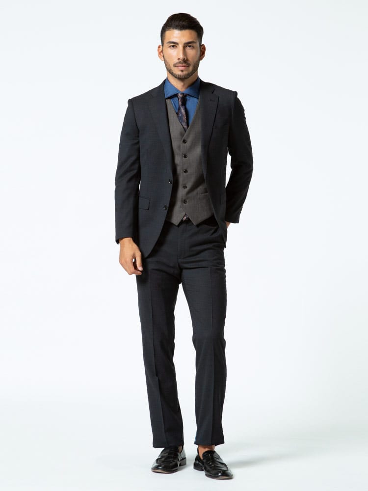 在庫処分 返品交換不可 SARTORIA DEL GROSSO サルトリアデルグロッソ 組み合わせ×スーツ ベスト付き シングル ツーパンツ スーツ BLACK BROWN【秋冬 通年】