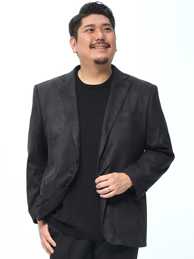 大きいサイズ メンズ B＆T CLUB ビーアンドティークラブ 春夏 秋冬 ポリスエード シングル 2ツ釦 ジャケット