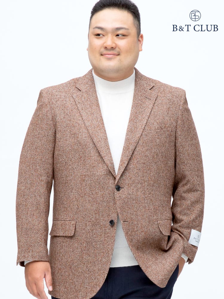 大きいサイズ メンズ B＆T CLUB ビーアンドティークラブ 春夏 秋冬 ICHITEKI イチテキ JAPAN FABRIC 千鳥柄 シングル 2ツ釦 ジャケット テーラード