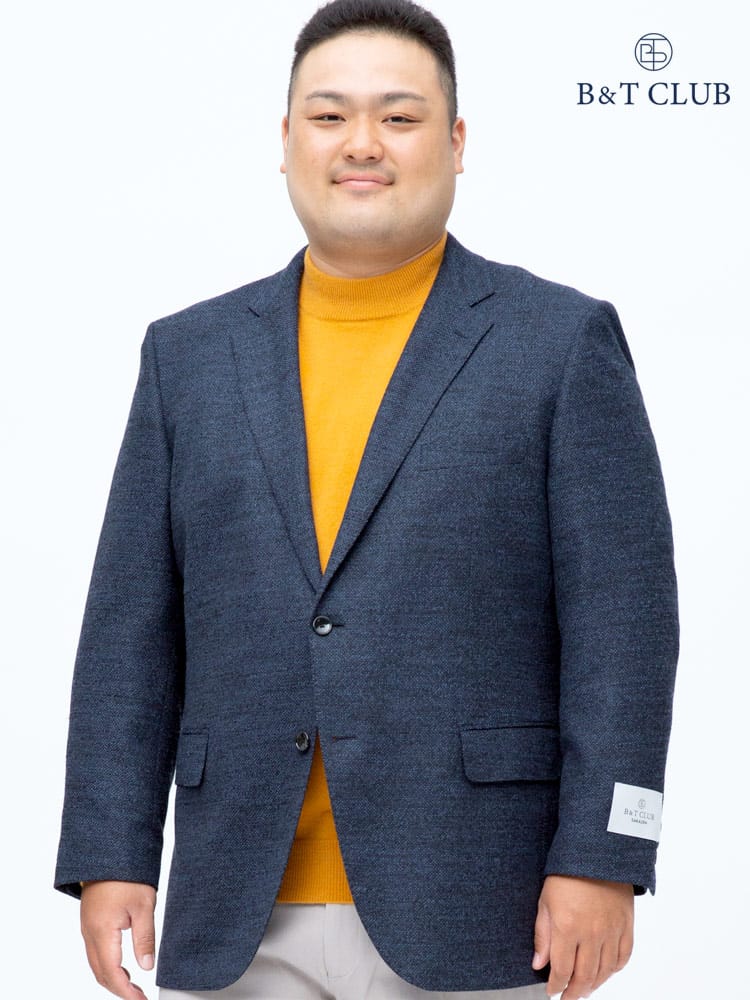大きいサイズ メンズ B＆T CLUB ビーアンドティークラブ 春夏 秋冬 ICHITEKI イチテキ JAPAN FABRIC ウール混 シングル 2ツ釦 ジャケット テーラード