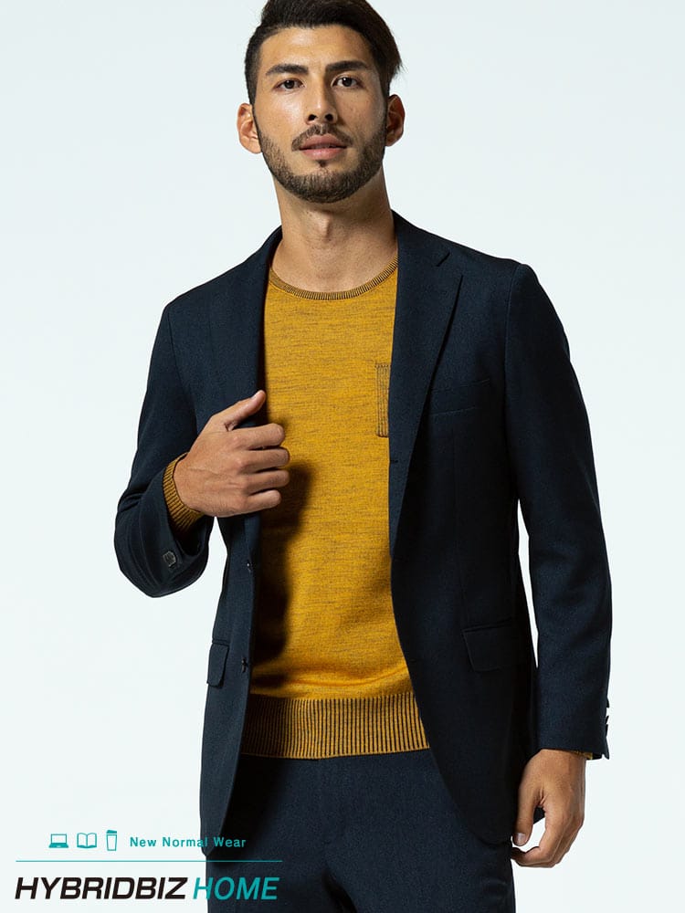 HYBRIDBIZ (ハイブリッドビズ) 春夏 すごいらく ストレッチ 無地 シングル 2ツ釦 ジャケット NAVY 【秋冬】 hbhsu  セットアップ対応 入学 卒業 行事 イベント