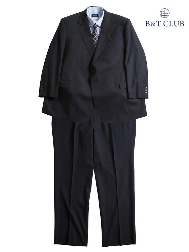 大きいサイズ メンズ B＆T CLUB ウォッシャブル ウエストアジャスター ストライプ シングル ツーパンツ スーツ 【KE体 10L 10L以上 アジャスター付 2パンツ】