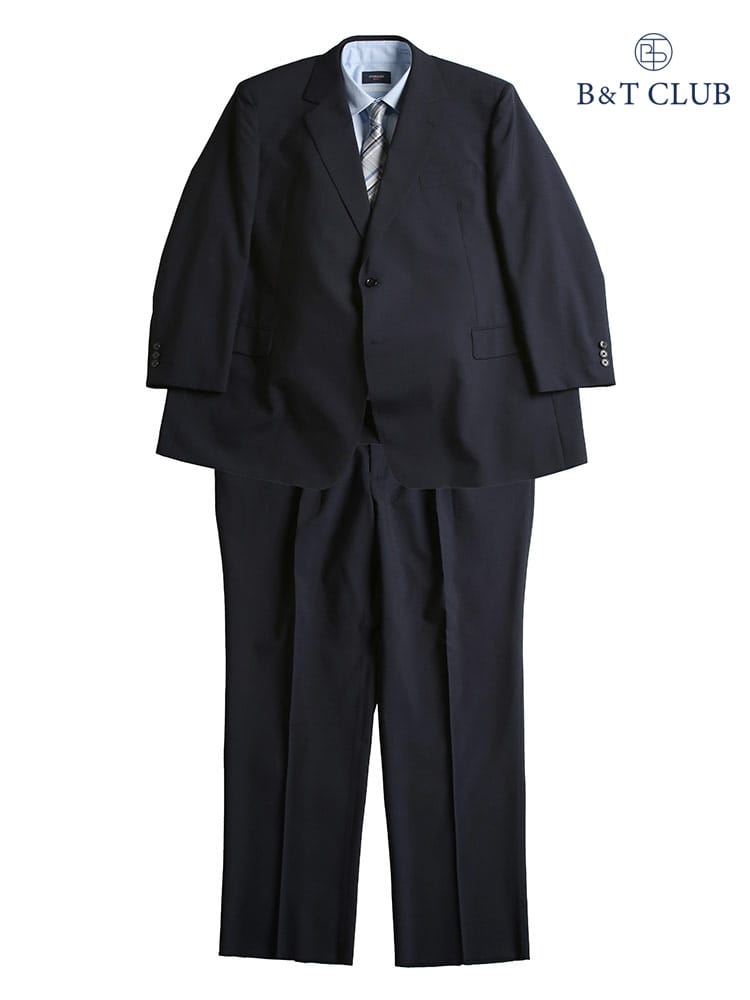 大きいサイズ メンズ B＆T CLUB ウォッシャブル ウエストアジャスター ストライプ シングル ツーパンツ スーツ【KE体 10L 10L以上 アジャスター付 2パンツ】