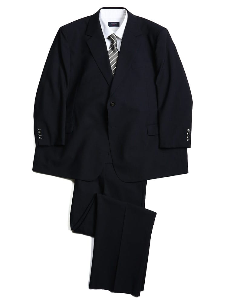 大きいサイズ メンズ B＆T CLUB ウォッシャブル ウエストアジャスター ストライプ シングル ツーパンツ スーツ