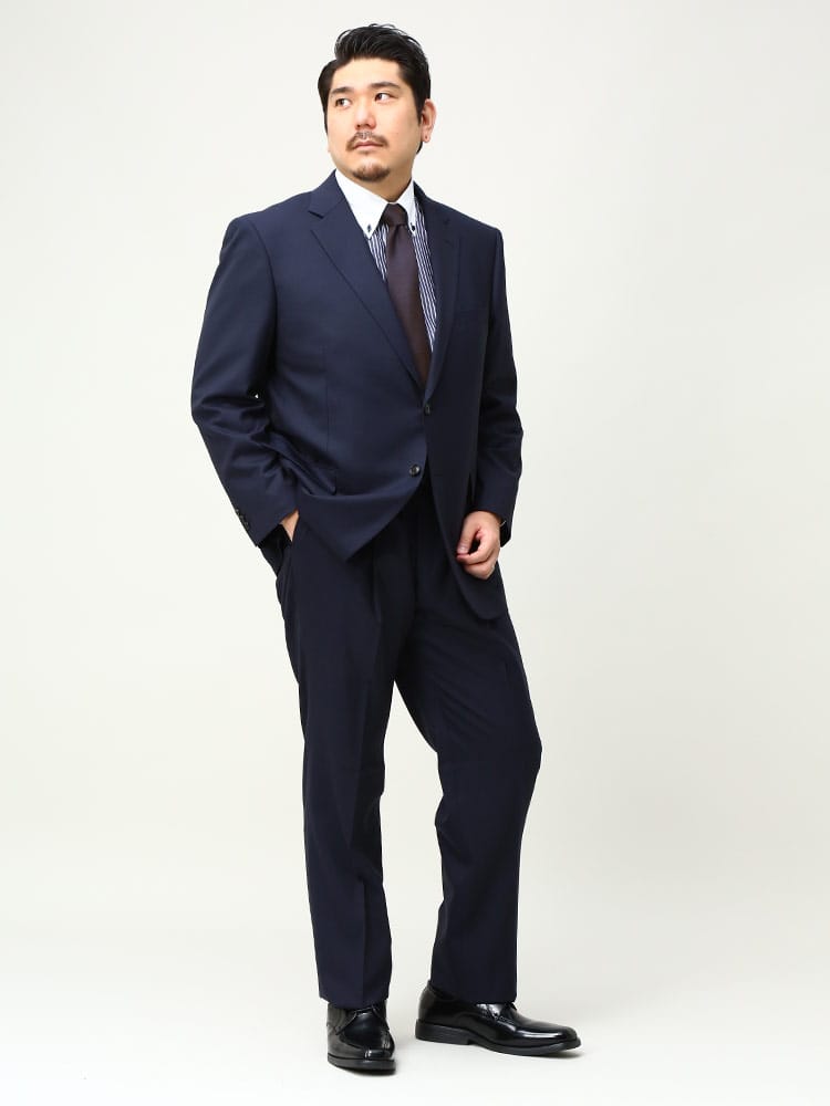 大きいサイズ メンズ B＆T CLUB ウール混 シングル 2パンツ スーツ KB体 KBE体 3L 4L 5L 6L 7L 8L