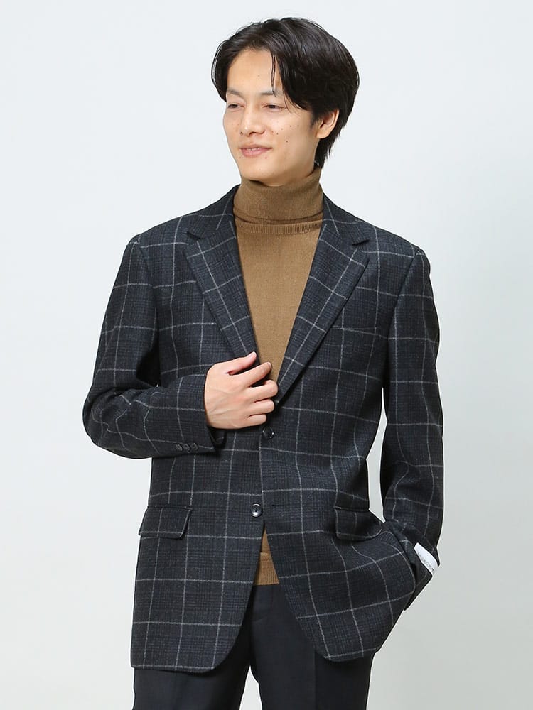 VITTORIO VENETO ヴィットリオヴェネト ICHITEKI イチテキ JAPAN FABRIC カシミヤ混 チェック シングル ジャケット