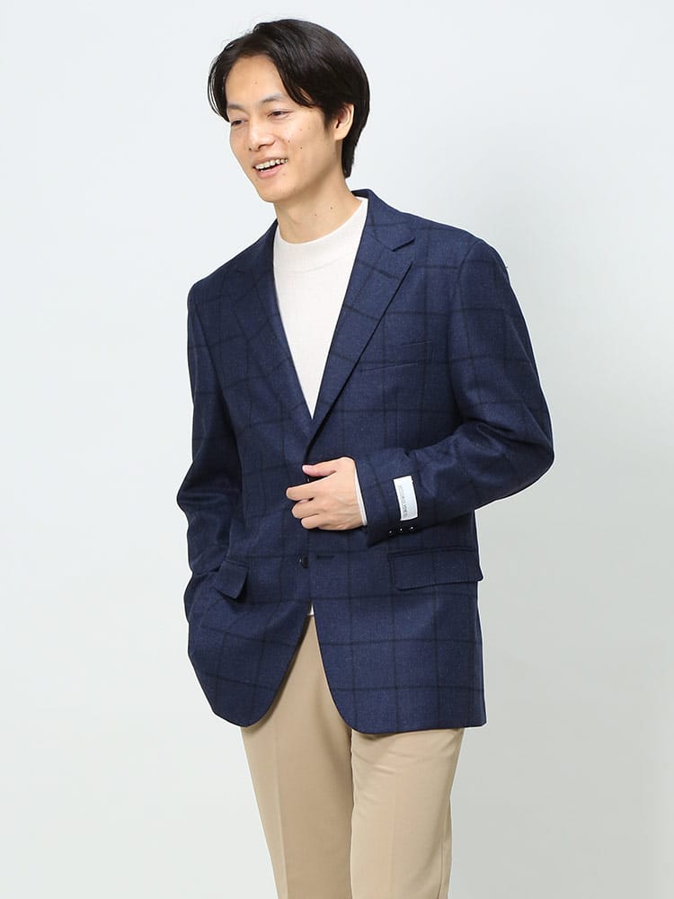 VITTORIO VENETO ヴィットリオヴェネト ICHITEKI イチテキ JAPAN FABRIC ウールカシミヤ チェック シングル ジャケット
