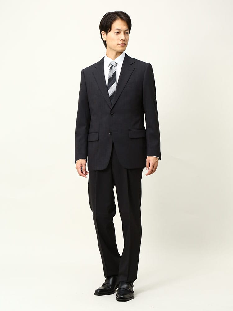 VITTORIO VENETO (ヴィットリオヴェネト) ウール混 ストライプ シングル 2パンツ スーツ