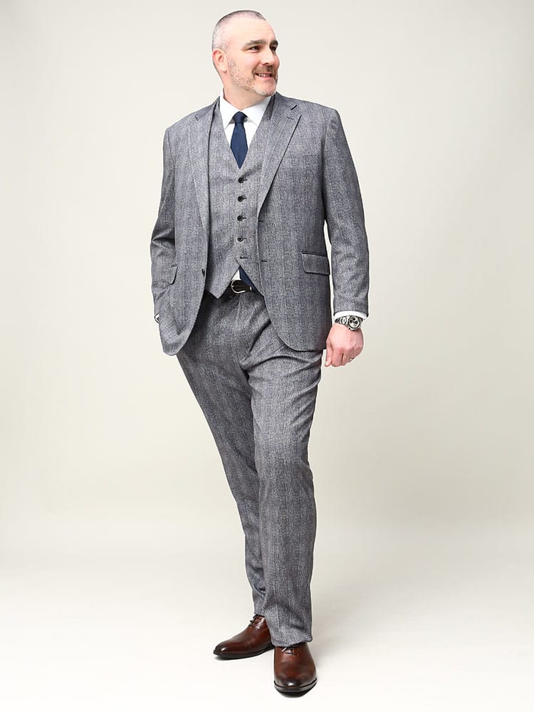 大きいサイズ メンズ B＆T CLUB プリントチェック ベスト付き ツーパンツ スーツ