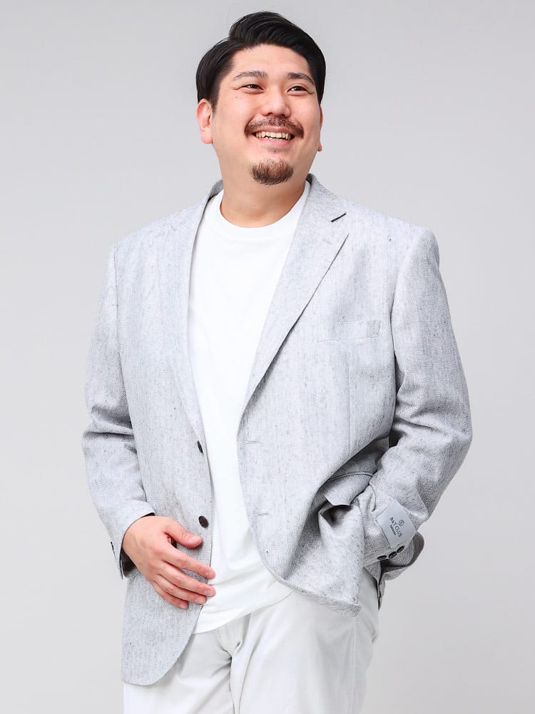 大きいサイズ メンズ B＆T CLUB ビーアンドティークラブ ICHITEKI イチテキ JAPAN FABRIC 麻混 シングル ジャケット