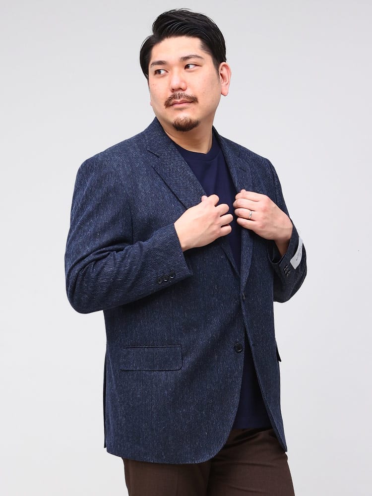 大きいサイズ メンズ B＆T CLUB ビーアンドティークラブ ICHITEKI イチテキ JAPAN FABRIC 麻混 シングル ジャケット