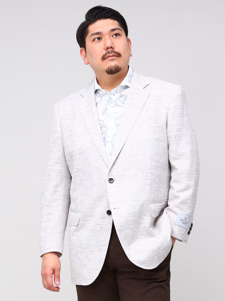 大きいサイズ メンズ B＆T CLUB ビーアンドティークラブ ICHITEKI イチテキ JAPAN FABRIC 麻混 シングル ジャケット