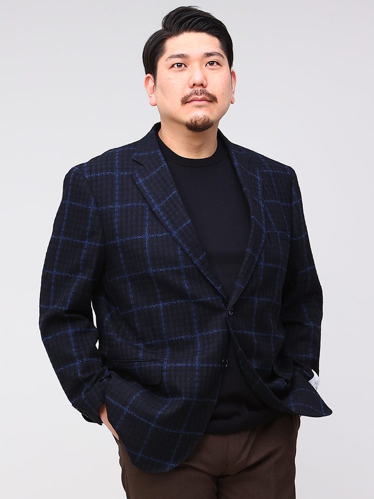 大きいサイズ メンズ B＆T CLUB ビーアンドティークラブ ICHITEKI イチテキ JAPAN FABRIC チェック シングル ジャケット