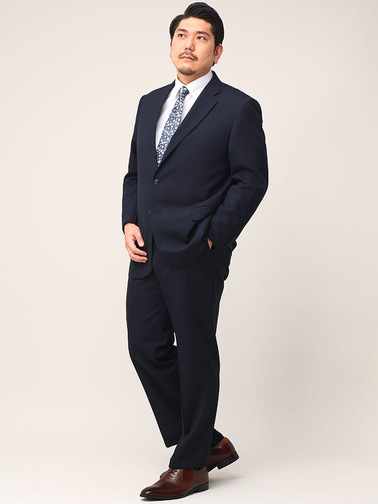 大きいサイズ メンズ B＆T CLUB ウォッシャブル ウエストアジャスター シングル ツーパンツ スーツ KB体 3L 4L 5L