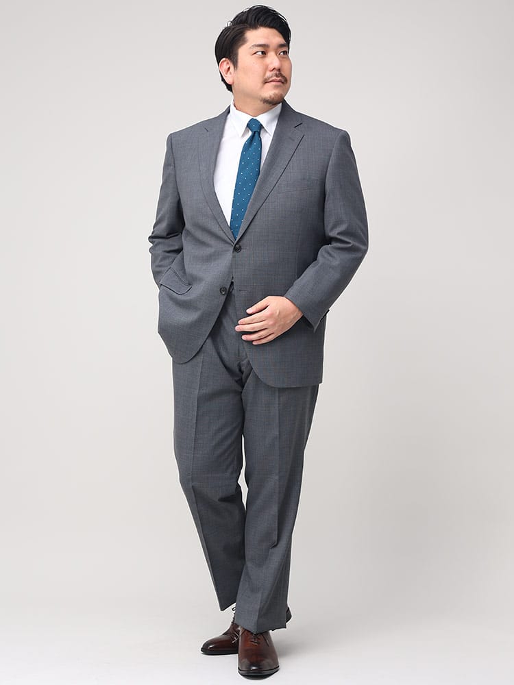 大きいサイズ メンズ B＆T CLUB ウォッシャブル ウエストアジャスター 折柄 シングル ツーパンツ スーツ KB体 KBE体 2KE体