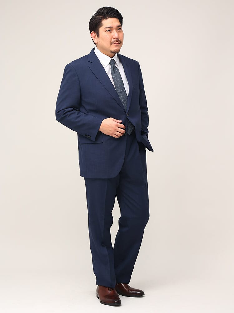 大きいサイズ メンズ B＆T CLUB ウォッシャブル ウエストアジャスター 折柄 シングル ツーパンツ スーツ KB体 KBE体 2KE体