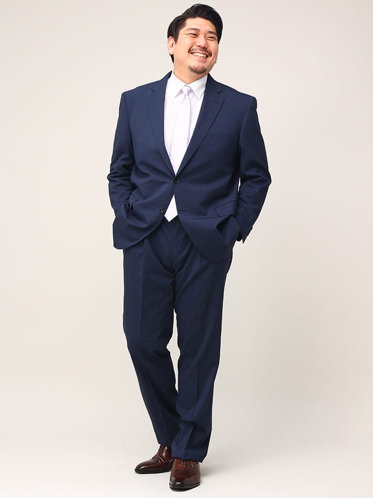 大きいサイズ メンズ B＆T CLUB ウォッシャブル ウエストアジャスター 無地 シングル ツーパンツ スーツ KB体 KBE体 2KE体