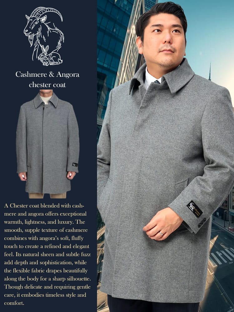 【期間限定コート半額】カシミヤ混 シングル セットイン ハーフコート B＆T CLUB ビーアンドティークラブ 大きいサイズ メンズ