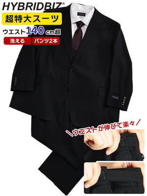 洗える スーツ 2本パンツ シャドーストライプ ウール混 シングル 2ツ釦 