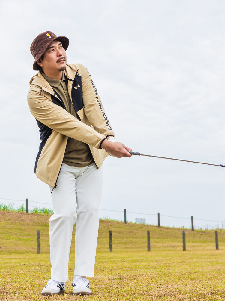 ノータック パンツ GOLF ストレッチ シャーリング ボトムス ロング