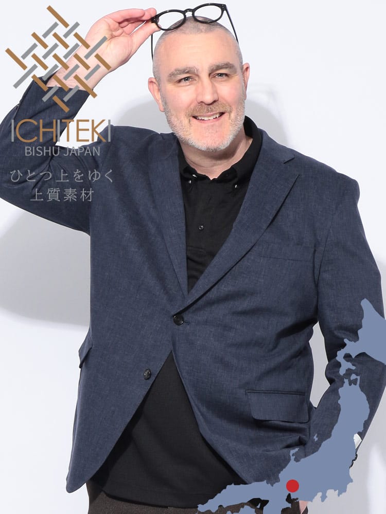 ジャケット メンズ 大きいサイズ ICHITEKI イチテキ JAPAN FABRIC 麻混 シングル 2ツ釦 テーラード B＆T CLUB ビーアンドティークラブ