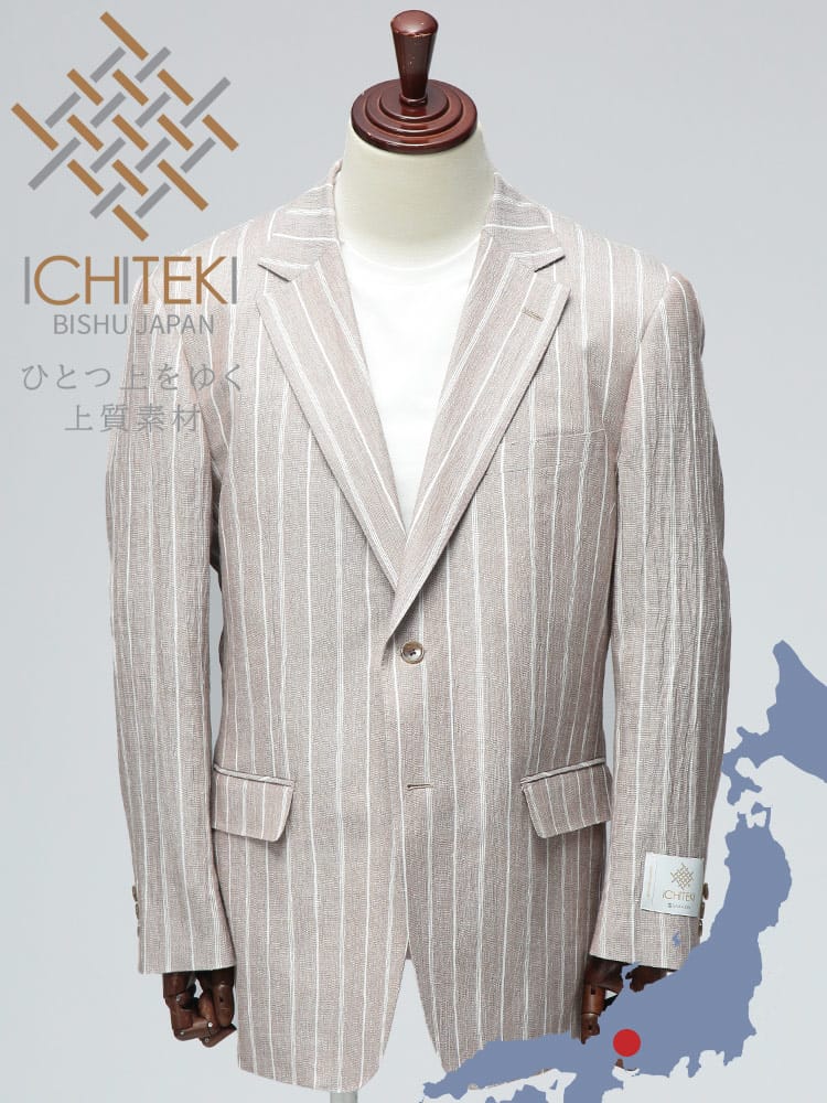 テーラード ジャケット 2つボタン ICHITEKI イチテキ JAPAN FABRIC シングル 2ツ釦 ストライプ チェック VITTORIO VENETO ヴィットリオヴェネト