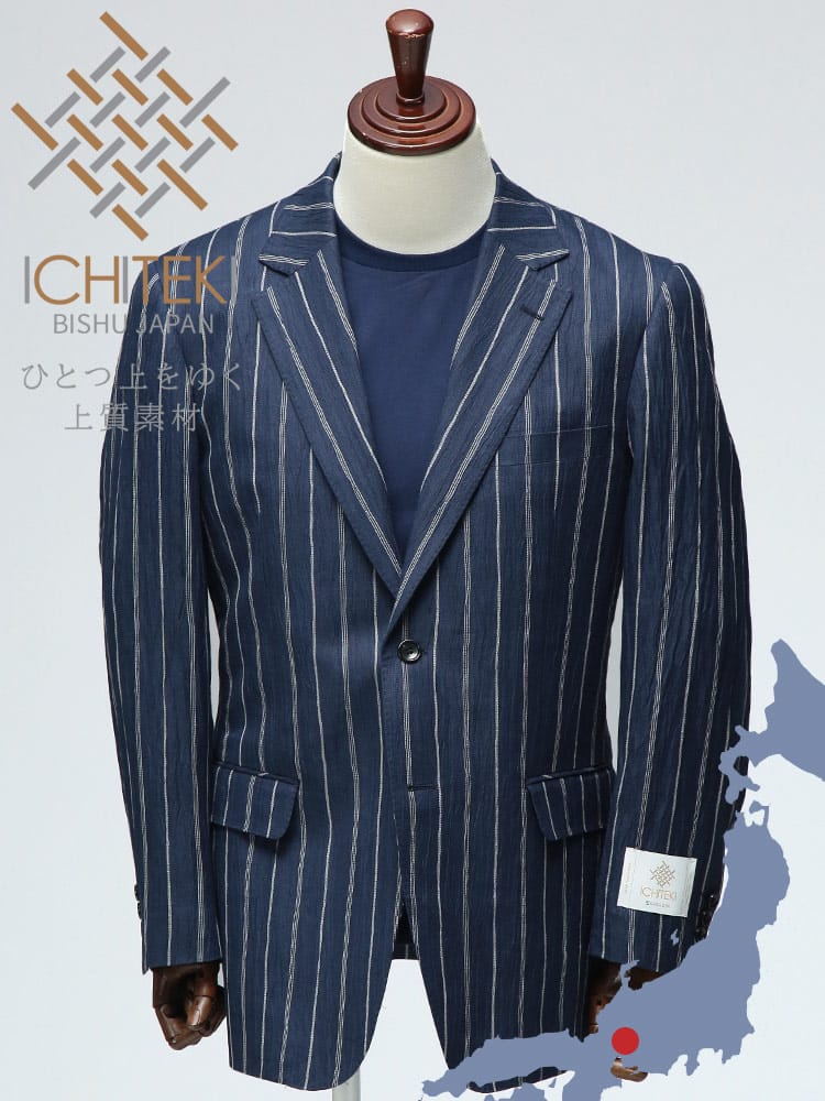 テーラード ジャケット 2つボタン ICHITEKI イチテキ JAPAN FABRIC シングル 2ツ釦 ストライプ VITTORIO VENETO ヴィットリオヴェネト