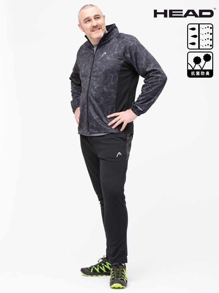 大きいサイズ メンズ HEAD (ヘッド) 吸水速乾 抗菌防臭 フルジップ ジャケット ロングパンツ セットアップ パジャマ 部屋着
