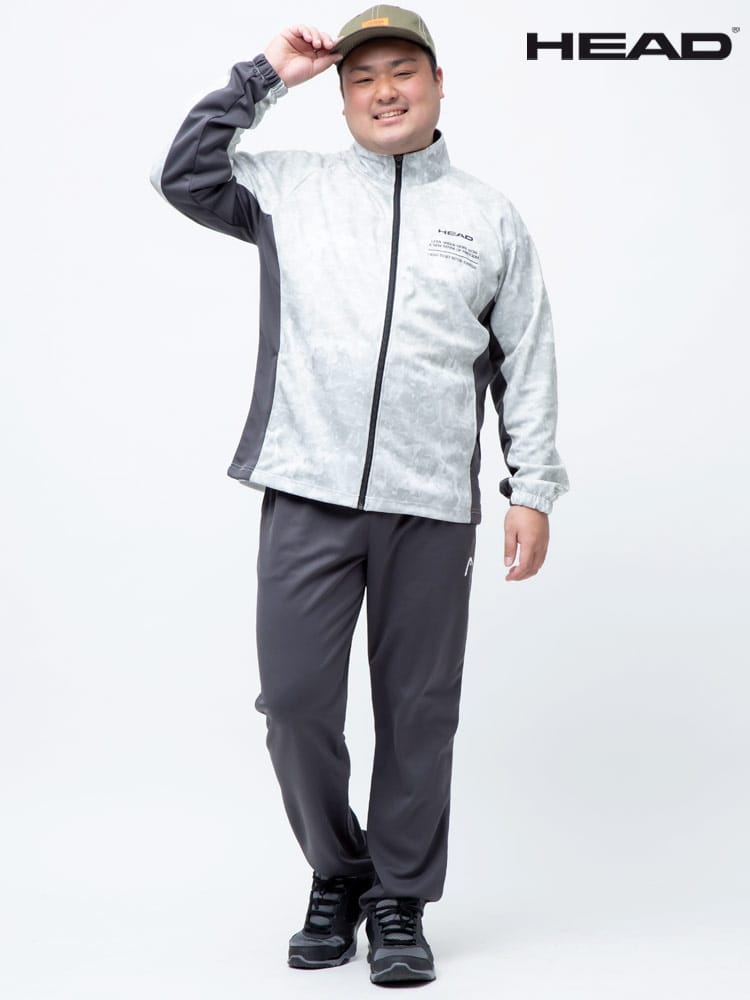 大きいサイズ メンズ HEAD (ヘッド) 抗菌防臭 吸水速乾 スムース フルジップ ジャケット ロングパンツ ジャージ セットアップ パジャマ 部屋着
