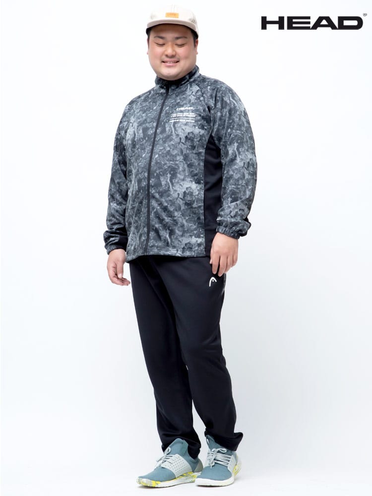 大きいサイズ メンズ HEAD (ヘッド) 抗菌防臭 吸水速乾 スムース フルジップ ジャケット ロングパンツ ジャージ セットアップ パジャマ 部屋着