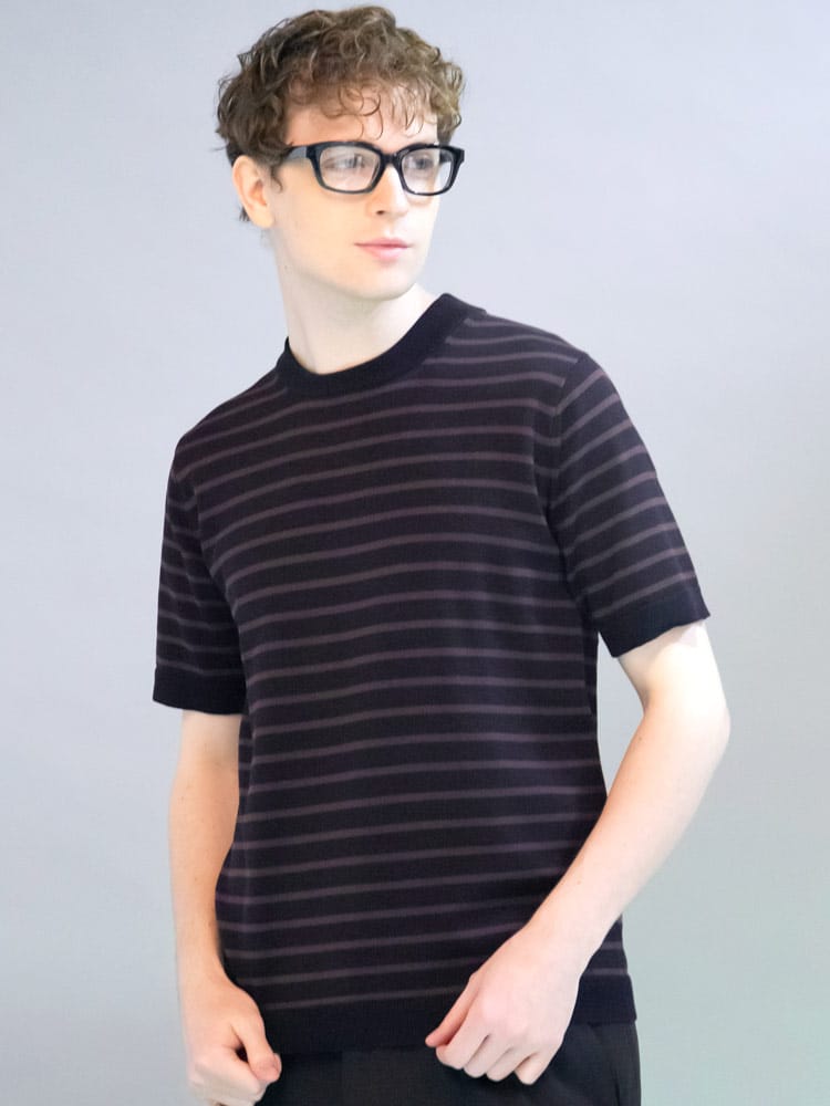 在庫処分 返品交換不可 SARTORIA DEL GROSSO サルトリアデルグロッソ コットン クルーネック 半袖 ニット Tシャツ