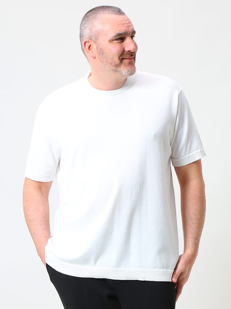 大きいサイズ メンズ B＆T CLUB (ビーアンドティークラブ) 綿100％ クルーネック 半袖 ニット Tシャツ