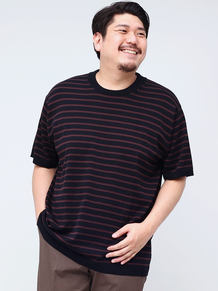 大きいサイズ メンズ B＆T CLUB (ビーアンドティークラブ) 綿100％ クルーネック 半袖 ニット Tシャツ