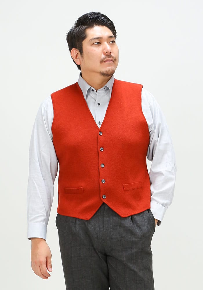 大きいサイズ メンズ B＆T CLUB (ビーアンドティークラブ) ウォッシャブル ミラノリブ ボタン ベスト