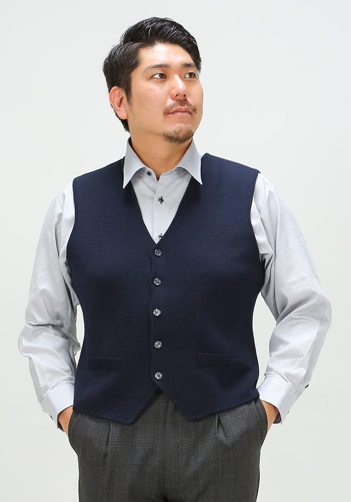 大きいサイズ メンズ B＆T CLUB (ビーアンドティークラブ) ウォッシャブル ミラノリブ ボタン ベスト