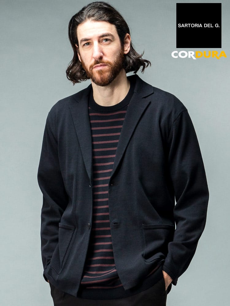 在庫処分 返品交換不可 SARTORIA DEL GROSSO (サルトリアデルグロッソ) CORDURA シングル ニット ジャケット