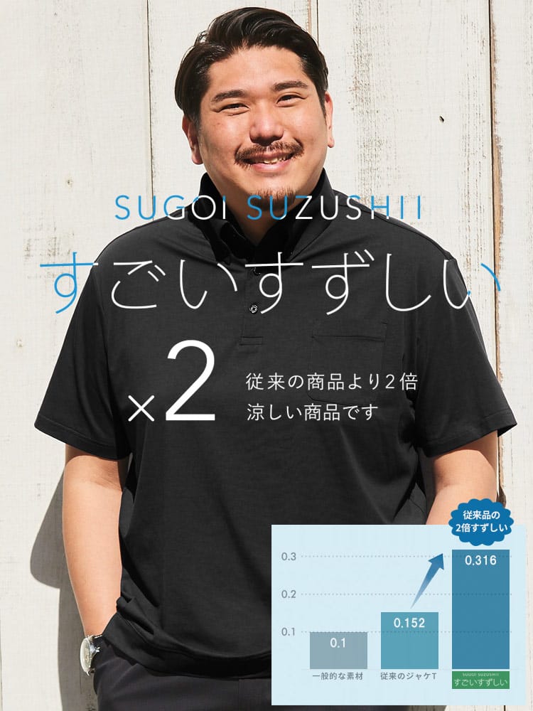 半袖 ポロシャツ すごいすずしい ベア天 裏地インナー付き ボタンダウン ビジネス シャツ ポロ 大きいサイズ メンズ【節電 クールビズ 父の日 プレゼントギフト】