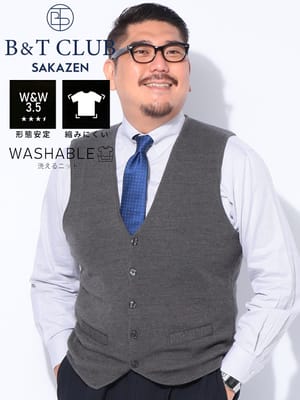 ニット ジレ ベスト ウォッシャブル バーズアイ フォーマル Vネック 大きいサイズ メンズ ビジネス