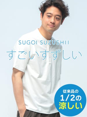Tシャツ 半袖 ヘンリーネック HYBRIDBIZ HOME SUGOSUZU メンズ すごいすずしい 接触冷感 消臭 ヘンリーネック カットソー HYBRIDBIZ ハイブリッドビズ