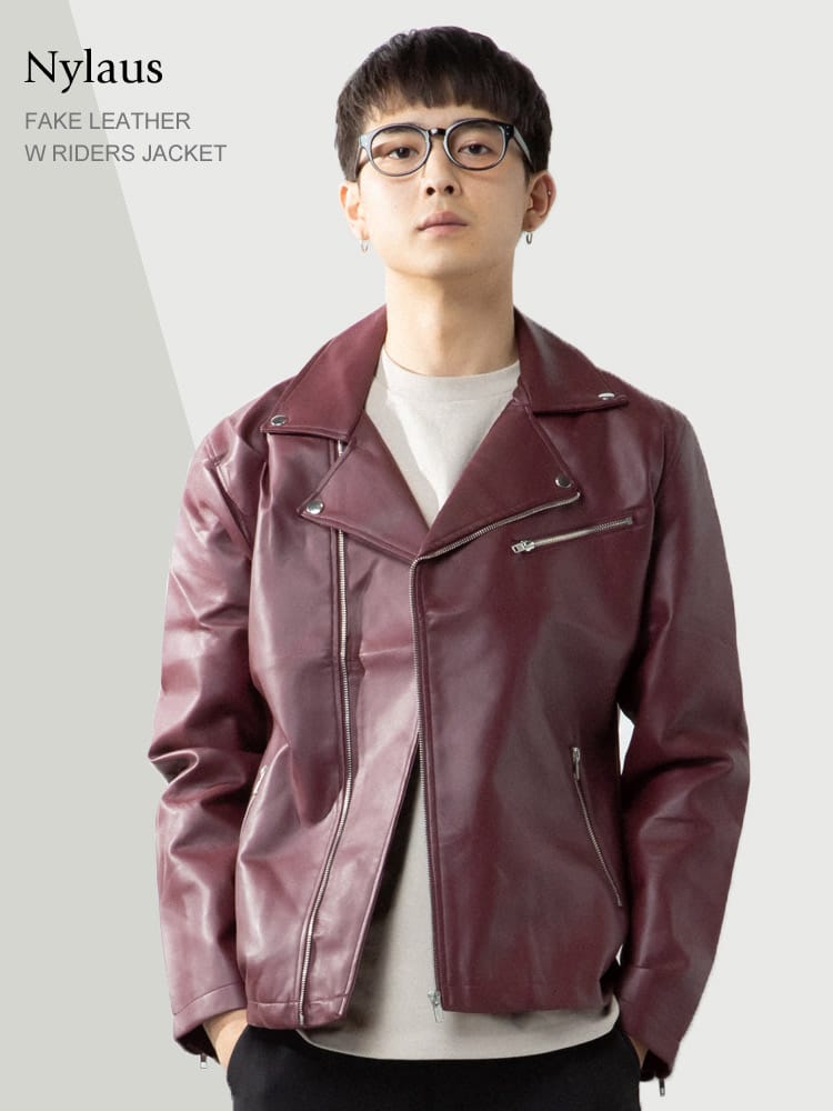 Nylaus (ナイラス) 合成皮革 フルジップ ダブルライダース WEB限定