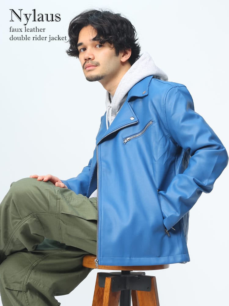 Nylaus (ナイラス) 合成皮革 フルジップ ダブルライダース WEB限定