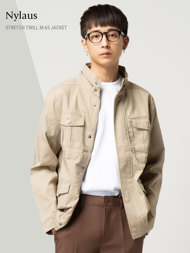 M-65 ミリタリージャケット メンズ ストレッチツイル フルジップ ミリタリージャケット M65 Nylaus ナイラス 34603N WEB限定