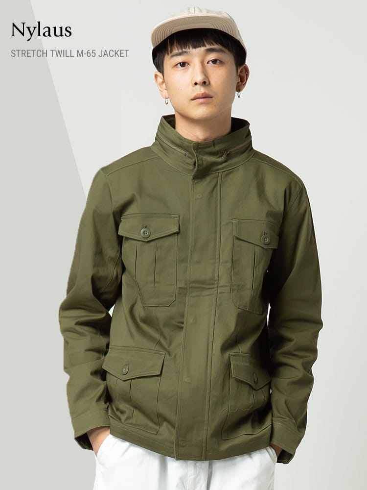 M-65 ミリタリージャケット メンズ ストレッチツイル フルジップ ミリタリージャケット M65 Nylaus ナイラス 34603N WEB限定