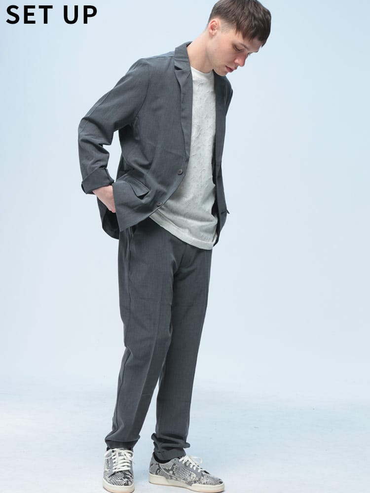 ジャケット セットアップ 上下セット メンズ ストレッチ 無地 テーラード ジャケット ノータックパンツ  WEB限定