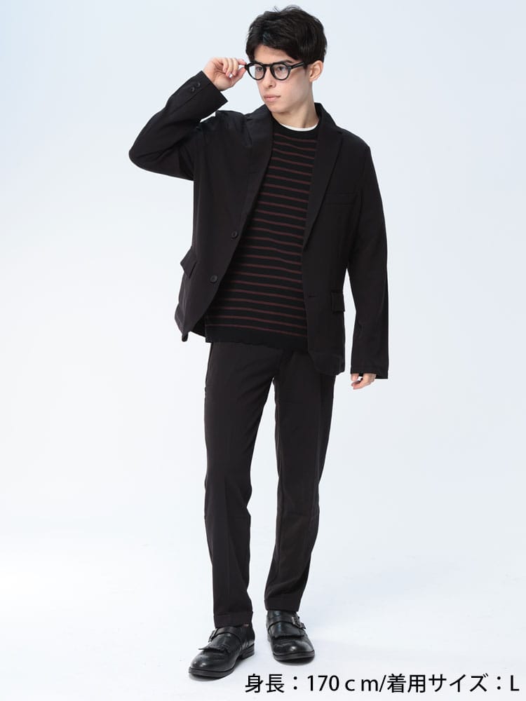 ジャケット セットアップ 上下セット メンズ ストレッチ 無地 テーラード ジャケット ノータックパンツ  WEB限定