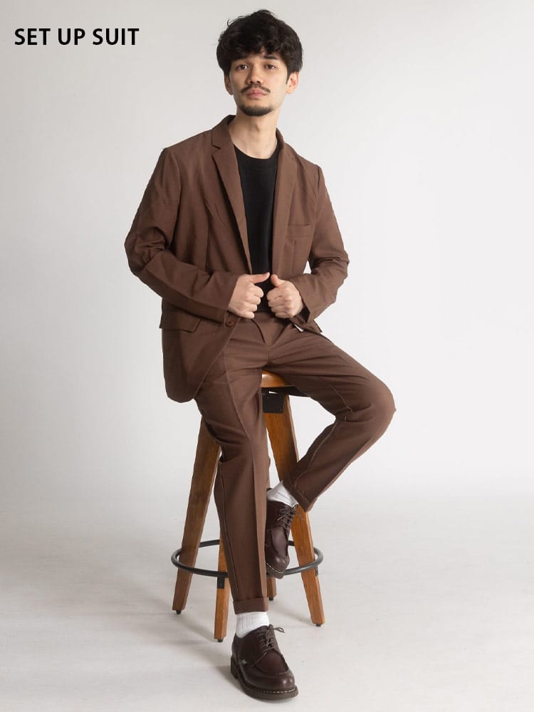 ジャケット セットアップ 上下セット メンズ ストレッチ 無地 テーラード ジャケット ノータックパンツ  WEB限定