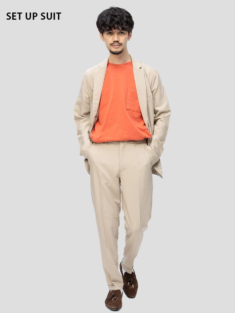 ジャケット セットアップ 上下セット メンズ ストレッチ 無地 テーラード ジャケット ノータックパンツ  WEB限定