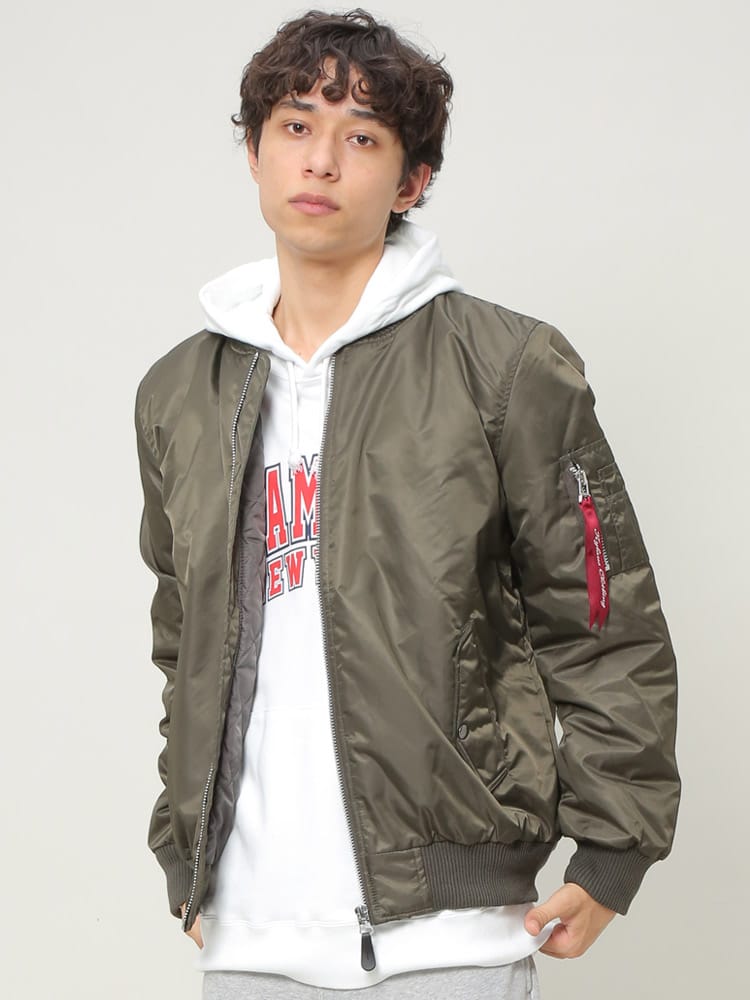 Nylaus (ナイラス) ナイロン 裏キルト フルジップ ジャケット MA-1