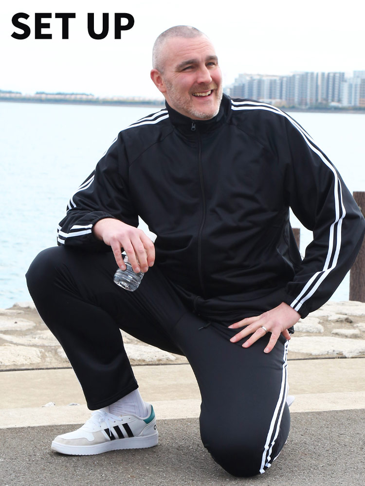 SKKONE sport スコーネスポーツト セットアップ リコット サイドライン フルジップ ジャケット ウエストゴム ジャージパンツ  大きいサイズ メンズ